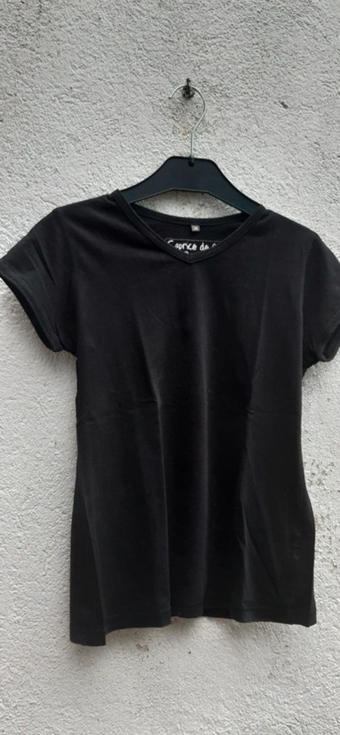 Tee-shirt col V noir 14 ans Caprice de fille - photo numéro 2