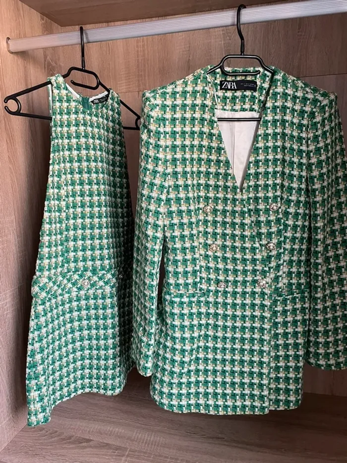 Ensemble tailleur tweed Robe + Blazer Taille S