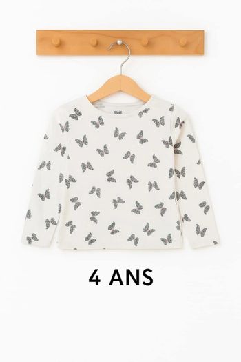 🦋 T-shirt Manche Longue blanc à motifs papillons 🦋