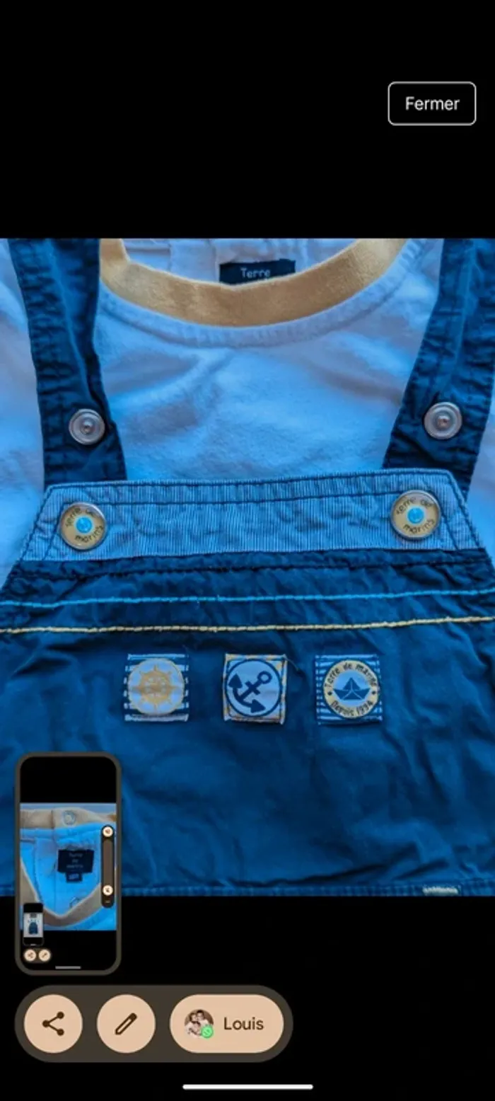Ensemble combishort+tee-shirt 18 mois Terre de Marin - photo numéro 3