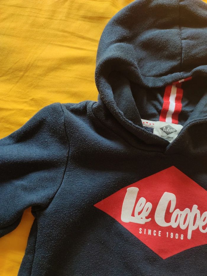 Sweat a capuche bleu marine et rouge Lee Cooper 6ans - photo numéro 4