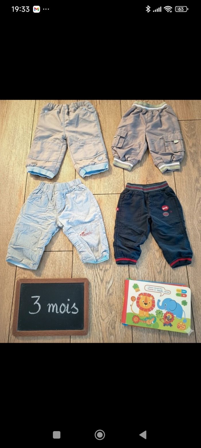 Lot pantalons chauds taille 3 mois