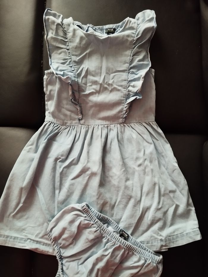 * Ensemble robe+culote en jean coton bleu ciel T3A Kiabi - photo numéro 2