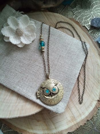 Collier sautoir hibou bohème