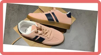 Sneakers en suédine à bandes, NEUVES, coloris Rose, Taille 37