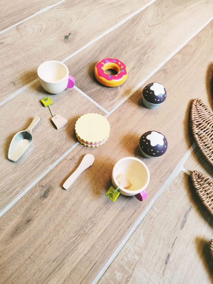 🫖Dinette l'heure du goûter lot divers aliments en bois plastique - photo numéro 2