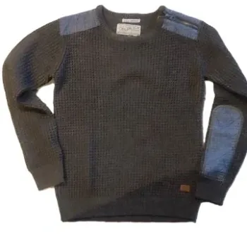 👕 Pull garçon 12 ans MZGZ – Gris avec empiècements jean