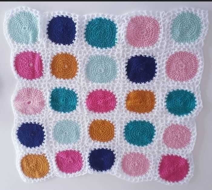 Linge de lit plaid couverture laine patchwork fait main crochet multicolore bébé - photo numéro 2
