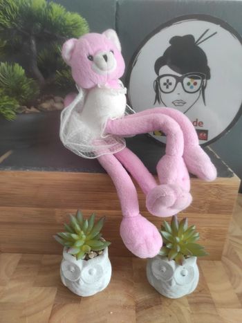 Doudou Plush Peluche Chat Danseuse Barbie Rose #geektradedoudou