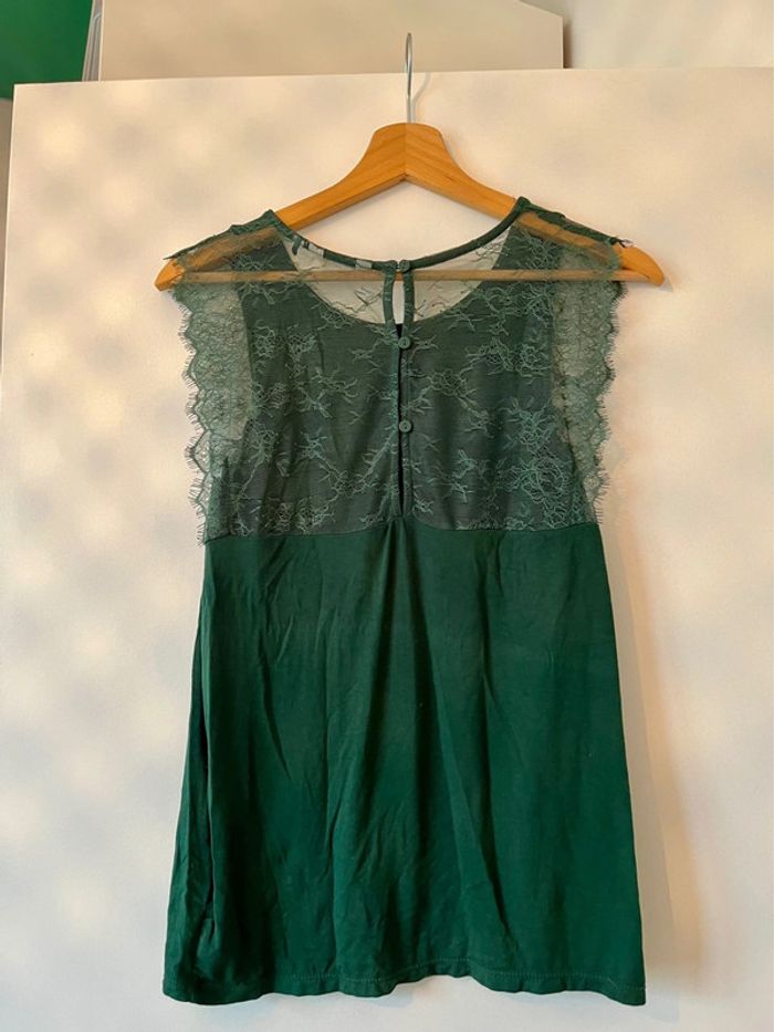 Haut vert foncé dentelle Naf Naf M - photo numéro 2