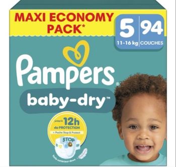 Couches Pampers Baby-Dry – Taille 5 (11–16 kg)