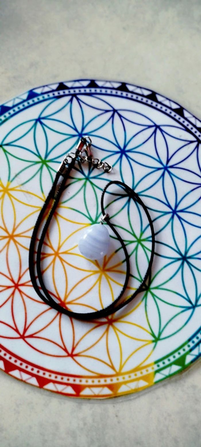 Collier Calcédoine bleu - photo numéro 2