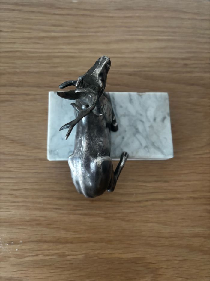 Vintage serre livres cerf marbre et métal - photo numéro 9