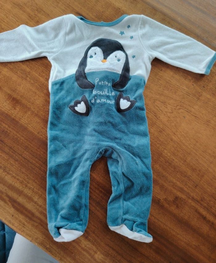 Pyjama velours pingouin
