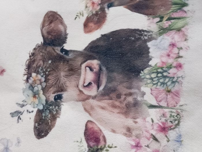 Sac de course motifs vaches fleuries neuve - photo numéro 6