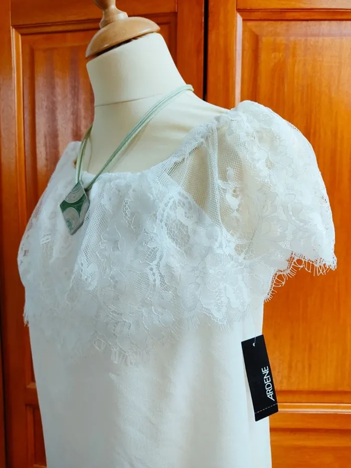 Haut blanc femme dentelle neuf 38 M Ardene style Vintage