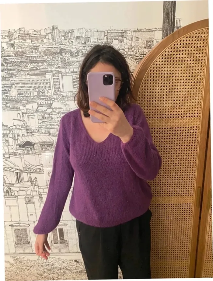 Pull en baby alpaga violet Andromede taille M - photo numéro 6