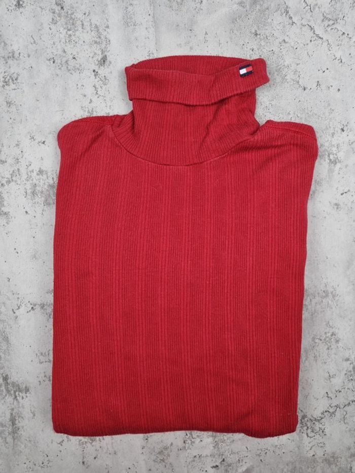 Pull fin col roulé Tommy Jeans rouge – Taille M Femme (mesures en photos) - photo numéro 2