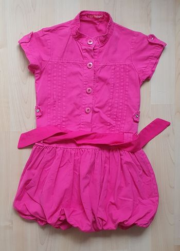 Robe fuschia effet boule à manches courtes (3 ans) / Gémo