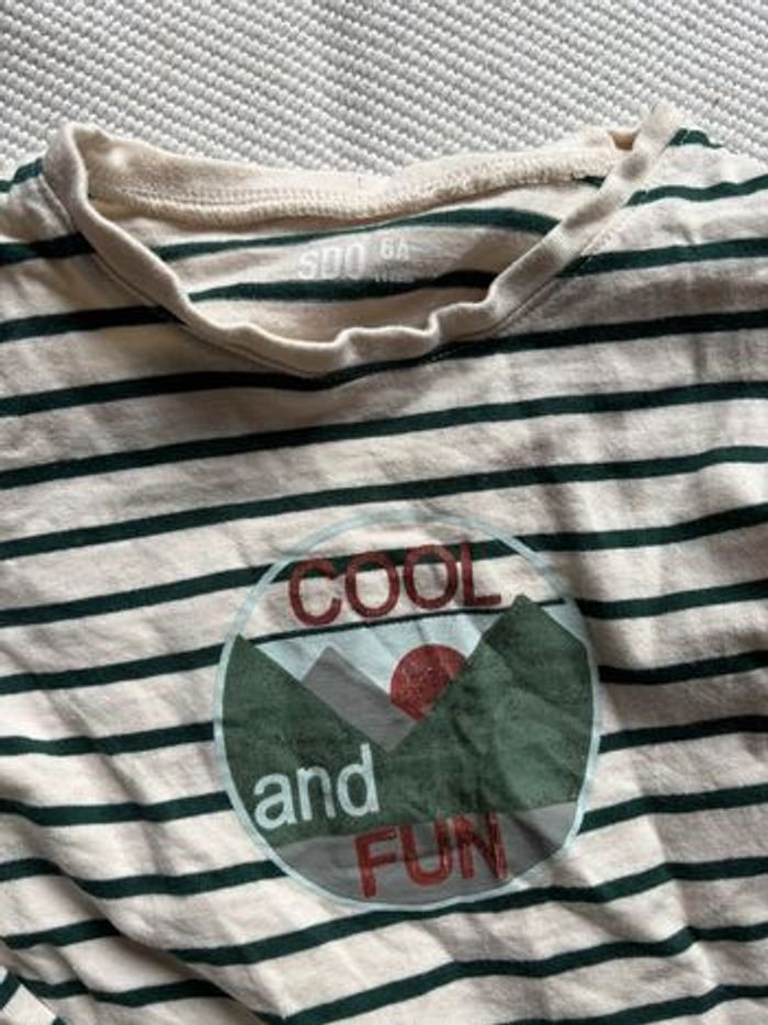 Ensemble 2 pieces 6 ans t-shirt marinière pantalon kaki la halle tbe - photo numéro 2