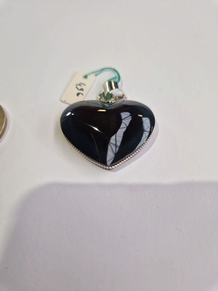 Pendentif obsidienne arc en ciel cœur Mexique - photo numéro 3