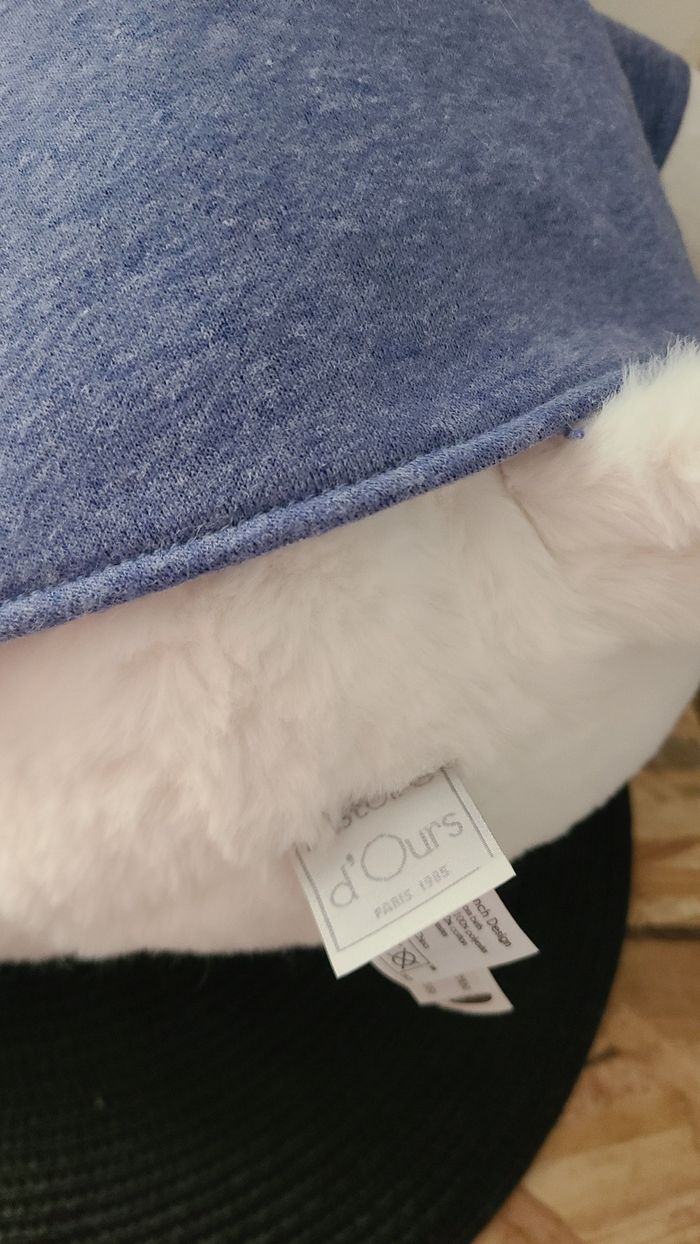 Peluche hippopotame polyester 45 cm collection HIPPO COOL blanc/bleu - photo numéro 7