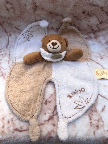 Doudou plat ours marron ecru Bamboo Bambou Baby Nat’ BabyNat’