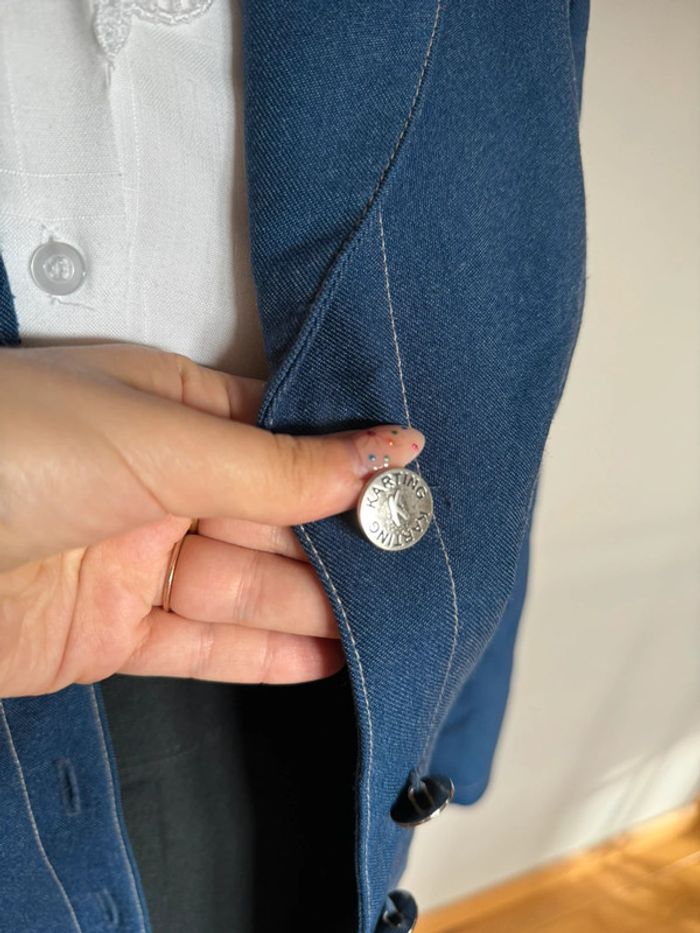 Surchemise Veste Bleu Epaisse Vintage Karting Années 80 90 - photo numéro 4