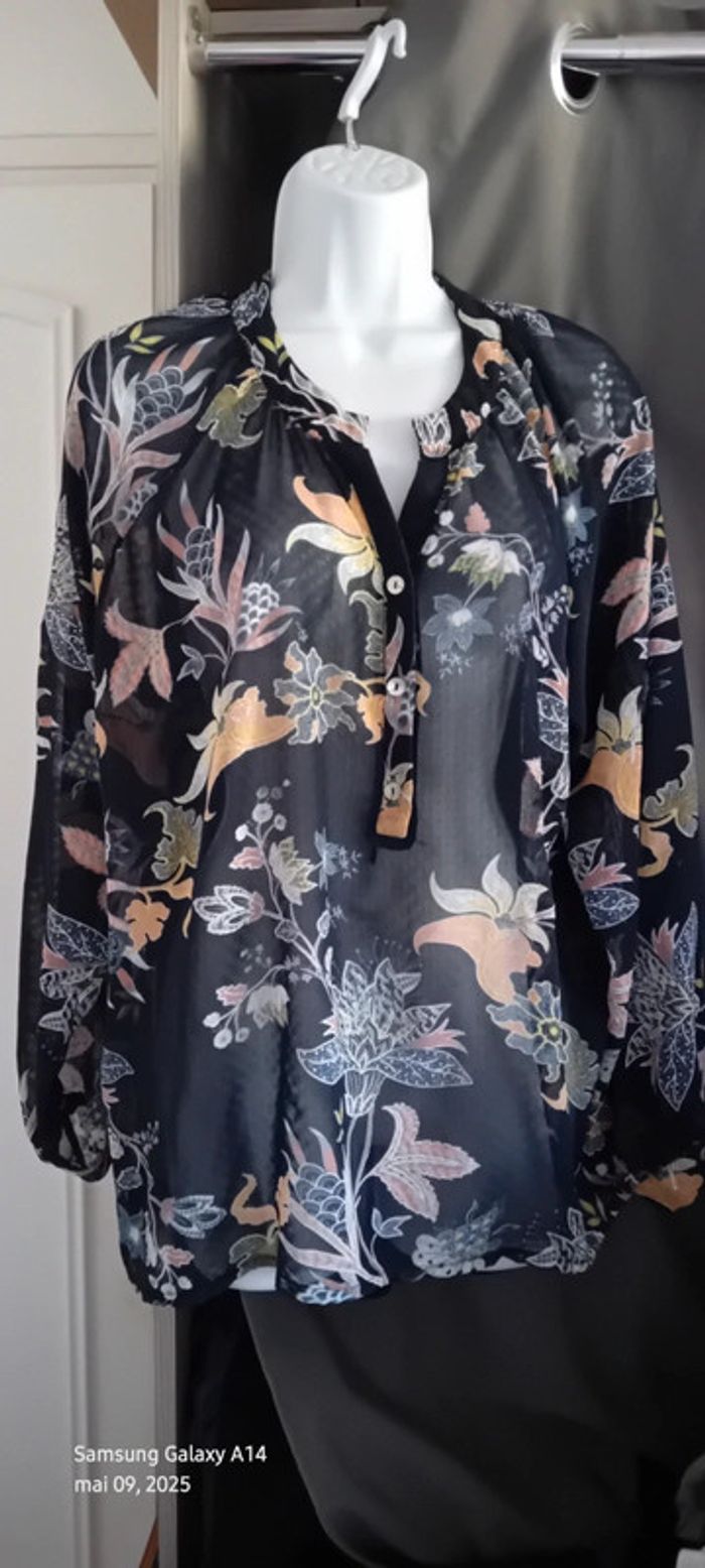 Blouse en voile motif floral coloré marine femme XXL janis & john - photo numéro 13