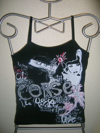 Top débardeur noir thème corse "PARIS" taille M neuf