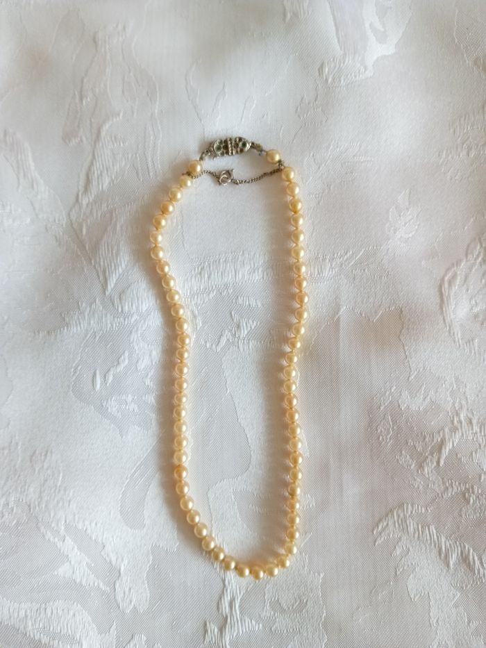 Faby27800 Collier n°5 ras de cou en perles pour femme - Longueur totale 37 cm