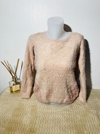 Pull rose poudré avec dentelle Cache Cache - Taille M #pullfemme #pullhiver