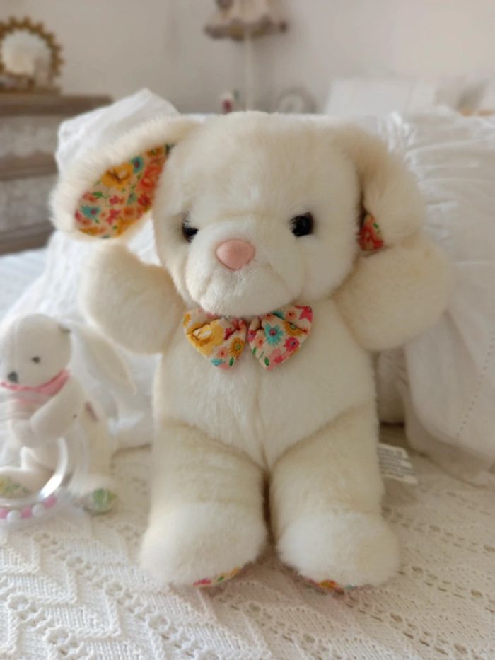 Lot peluche et hochet lapin détail liberty (Jacadi et autre) - photo numéro 4