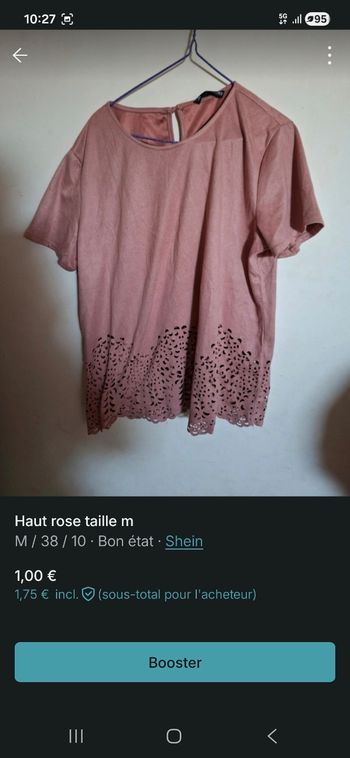 Tee shrit rose taille m