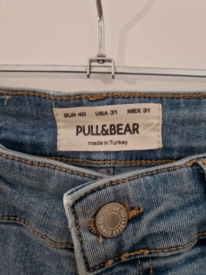 Jean femme slim troué bleu délavé TBE taille 40 pull&bear - photo numéro 2
