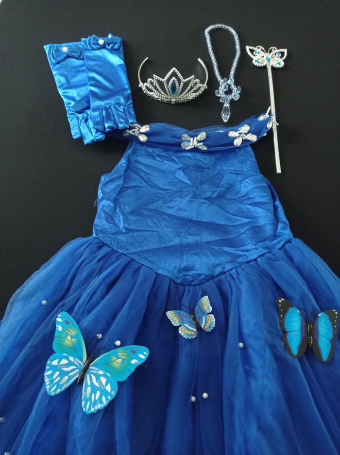 Déguisement robe princesse bleu marine papillon 5-6ans