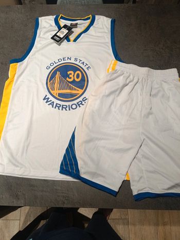 Tenue NBA golden state warriors Stephen Curry blanc. T.XL