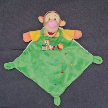 Doudou plat Tigrou losange vert - Cubes ABC - Disney