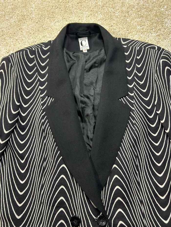 🖤🤍 BLAZER LONG ZÉBRÉ – TAILLE 38 FEMME – VINTAGE & ULTRA CLASSE 🤍🖤 - photo numéro 6