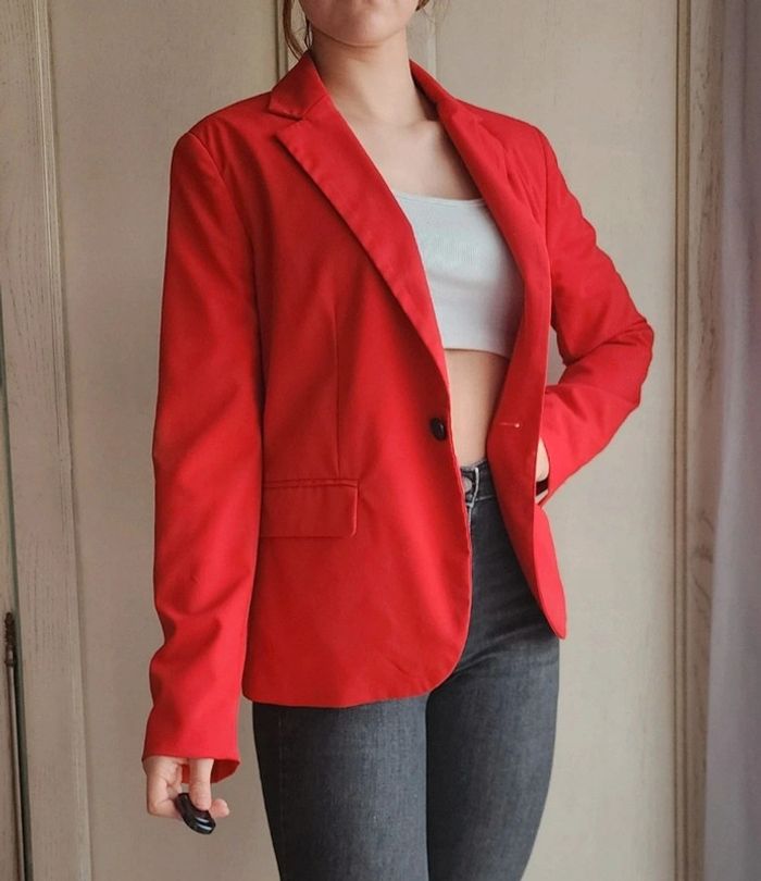 Blazer rouge droit Zara - photo numéro 2