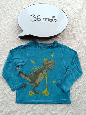 Tee-shirt manches longues Garçon 36 mois Dinosaure Orchestra 100% coton