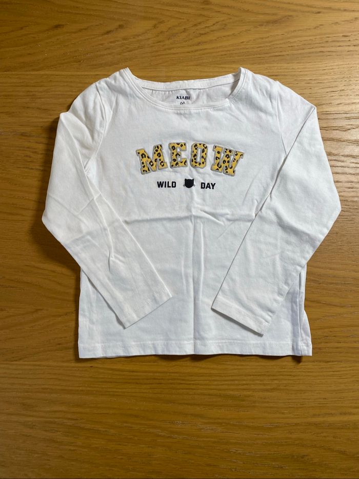 Kiabi T-shirt Meow manches longues blanc Taille 6 ans - photo numéro 2