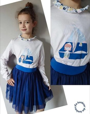 10-11 ans ensemble teeshirt sergent major (11 ans) et jupe sans marque (10 ans)