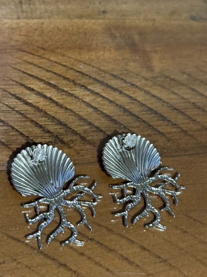 Paire de boucles d’oreilles coquillage de la mer acier inoxydable or et argent mile Mila - photo numéro 6