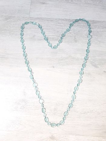 Sautoir collier long perles turquoise transparente