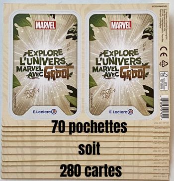 70 Pochettes Soit 280 Cartes Marvel Leclerc 2024 Explore Univers Groot Disney
