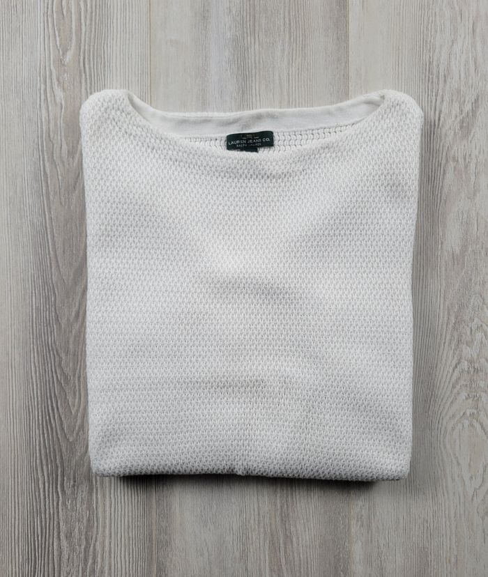 Pull Ralph Lauren coton maille blanc - excellent état- Taille M court