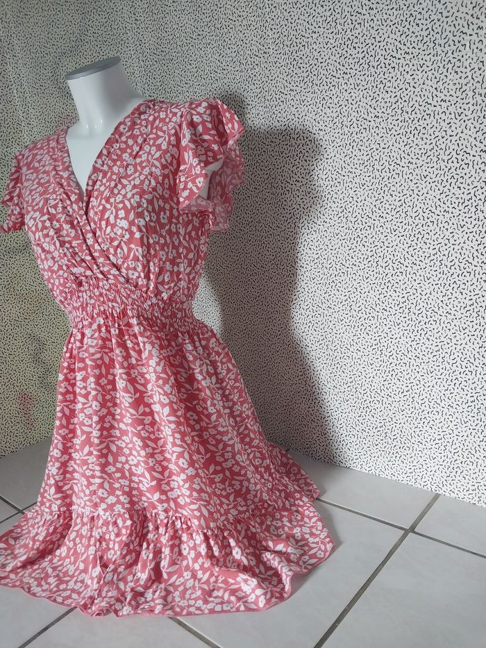 Robe fleurie rose/blanc – Taille XL - photo numéro 8