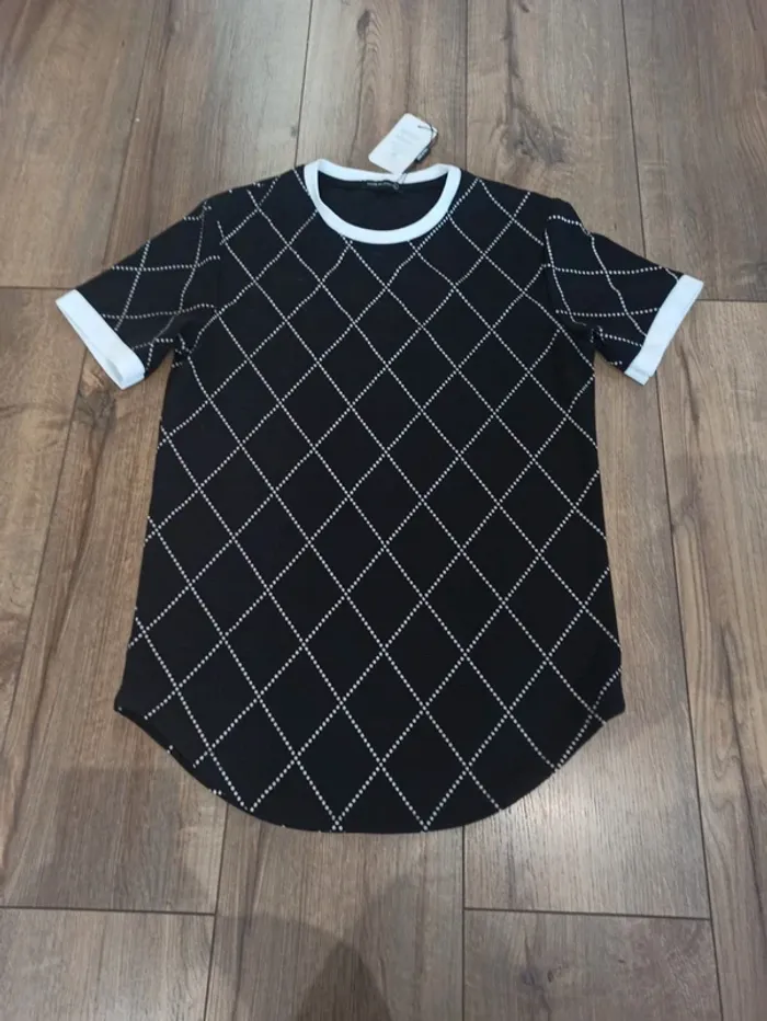 T-shirt manches courtes noir et blanc homme L