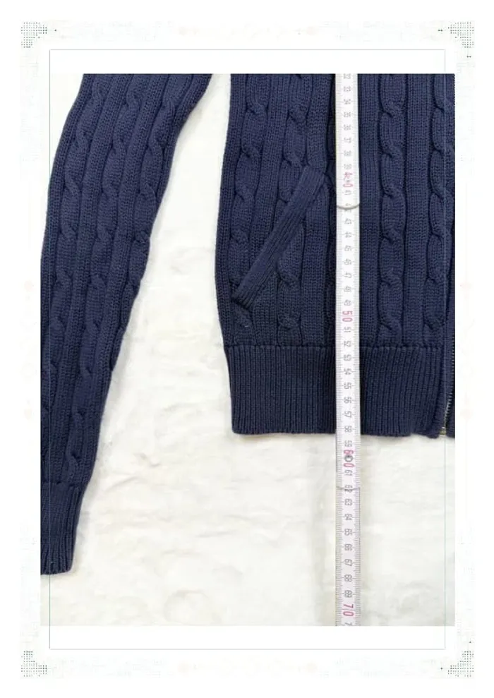 Ralph Lauren veste zippé torsadé bleu marine femme taille M coton - photo numéro 11